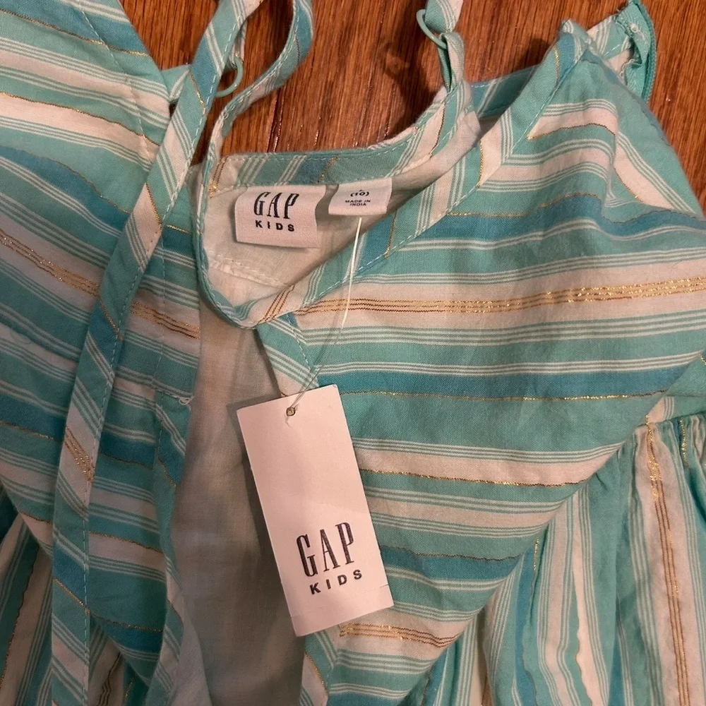 GAP Kids Striped Dress Blue White Tiered Sundress Summer Girls Size 10 NWT